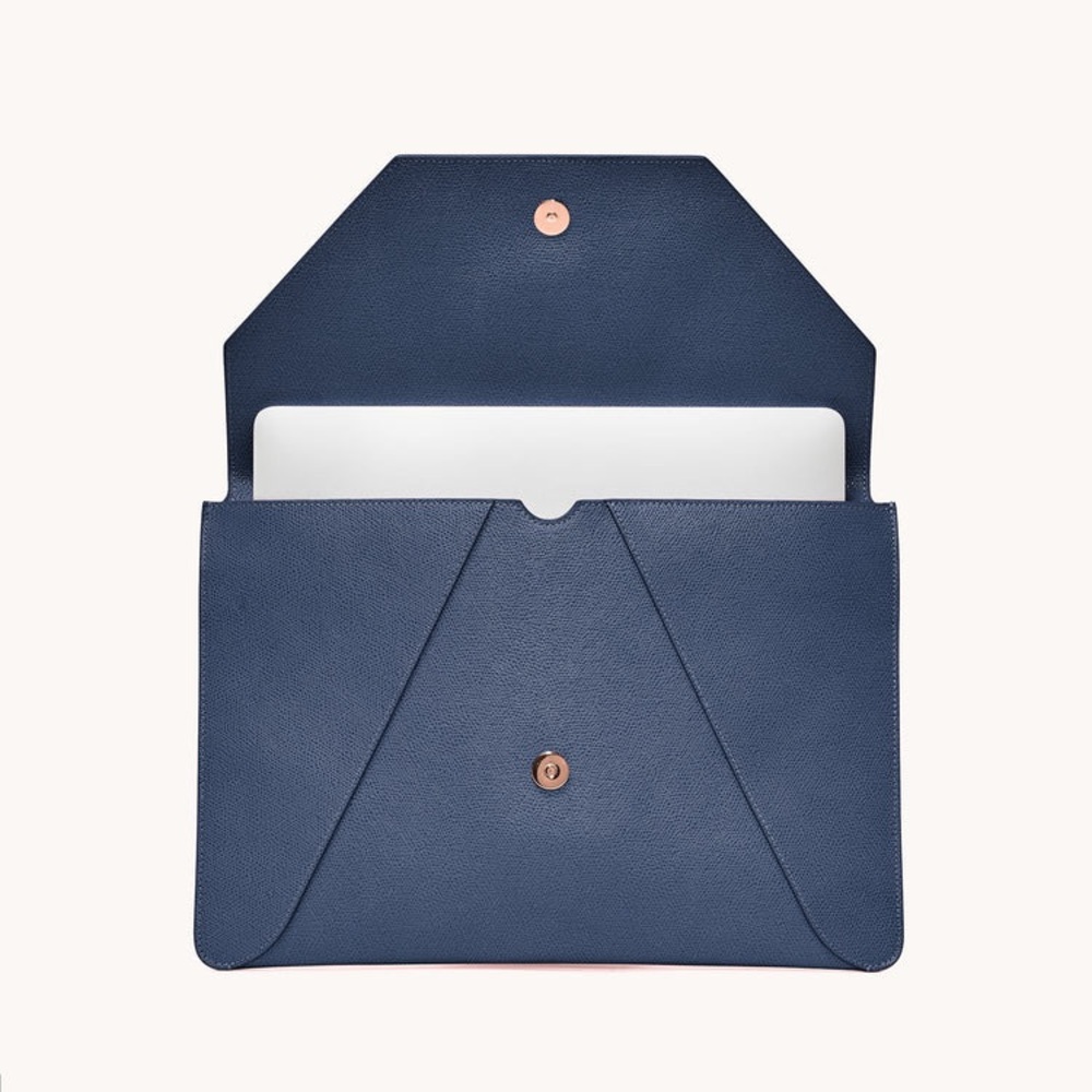 Senreve Blue Leather Clutch or Laptop Sleeve - Picture 3 of 6